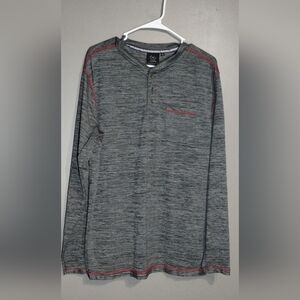 Burnside Gray and Red Long Sleeve Henley